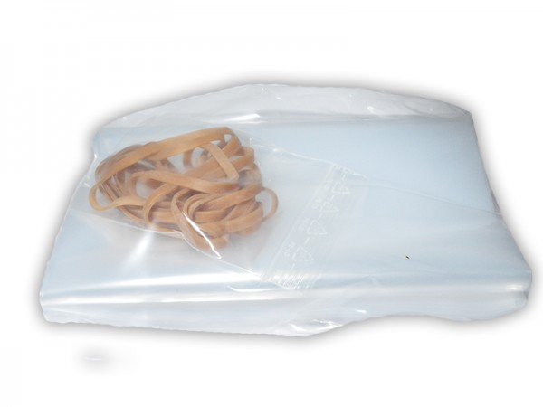 Transportbeutel 180x400x0,08mm 10 Stk. + 12 Gummibänder extra stabil 80µ